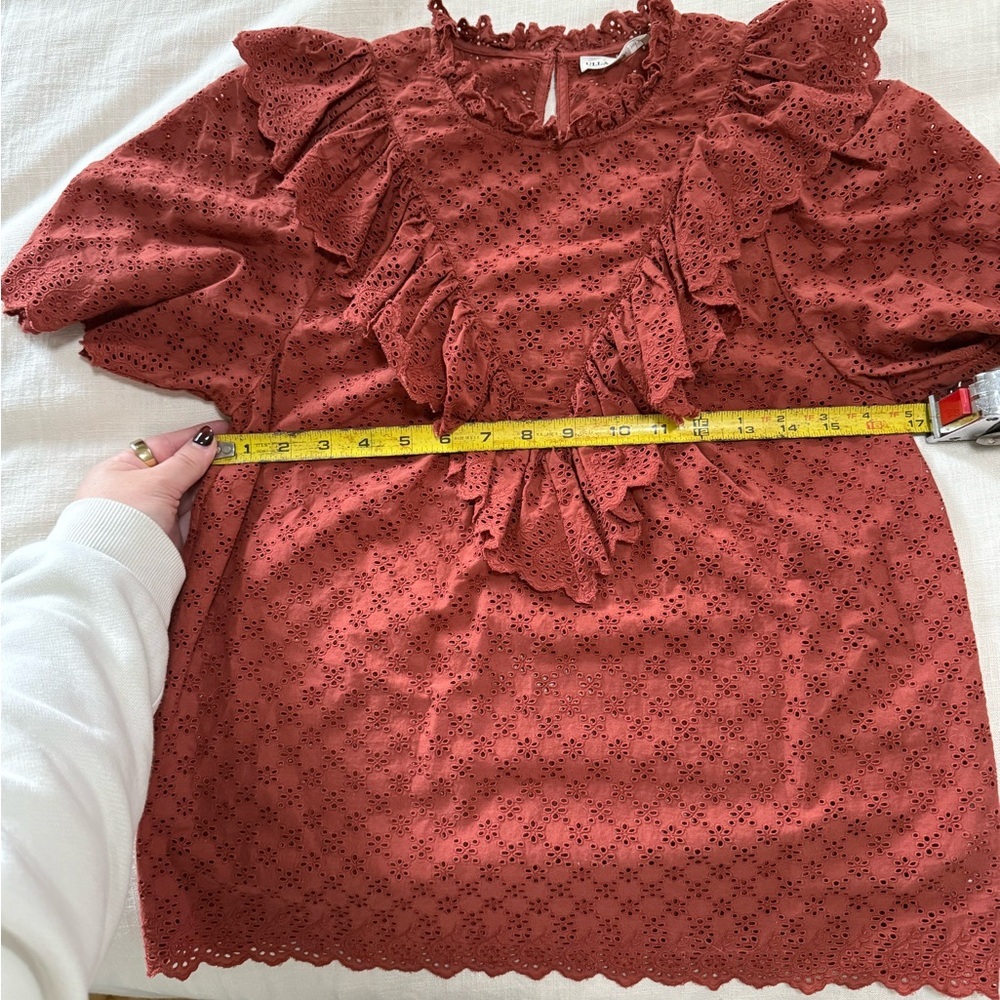 Ulla Johnson Choux Blouse Ruffle Top in Rust / Burnt Orange - Picture 4 of 6